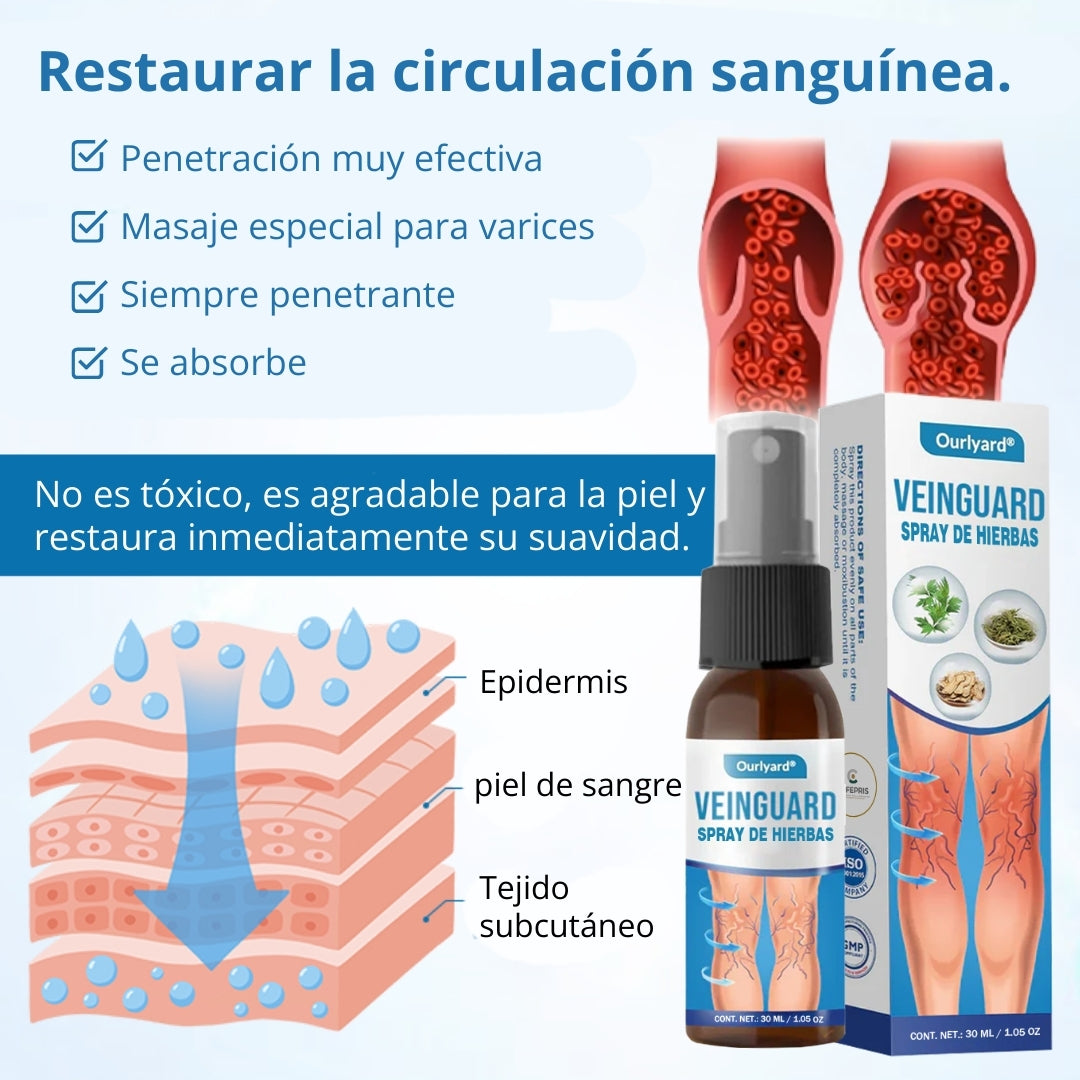 🎁Ourlyard® VeinGuard Spray de Hierbas-✅ Clínicamente probado para eliminar las venas varicosas en solo 7 días.